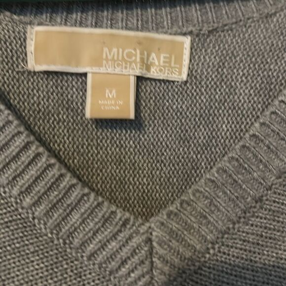 Michael Kors cotton blend with leather accents - short sleeve sweater - Size M - Picture 2 of 7